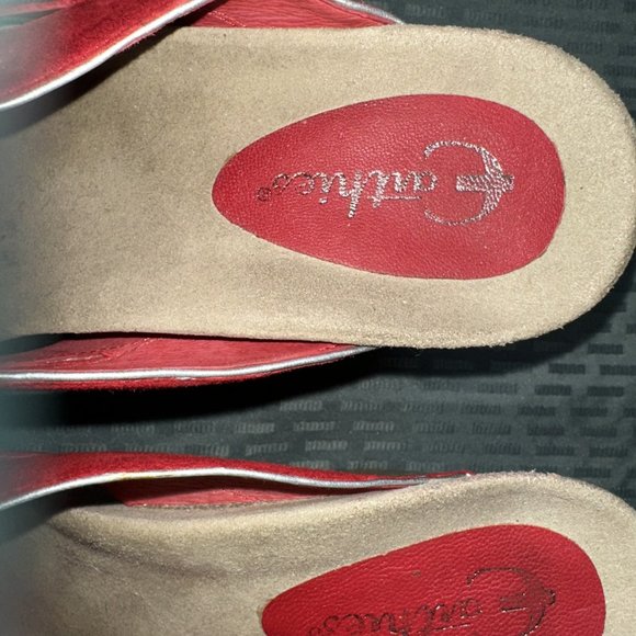 EARTHIES Tropez Suede FLOWER Wedge MULES Size 9 - Picture 5 of 5